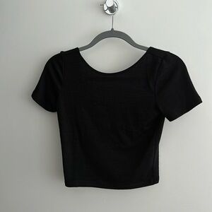 Scoop back black crop top